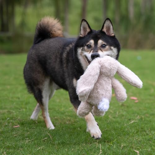 Best Pet Supplies Bunny Buddy Squeaky Plush Dog Toy - Beige, Small - Image 6