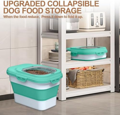 TIOVERY Dog Food Storage Container, 10lb to 13lb Collapsible Dog Cat Food Containers with Airtight Clear Flip-top and Pet Food Scoop, Pet Food Storage Container Bin for Dog Cat Bird Other Pets (Green) - Image 5