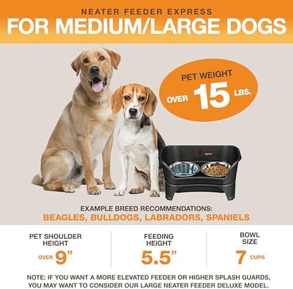 Neater Feeder Express Mess Proof Dog Bowls Elevated for Medium to Large Sized Breed, No Spill Raised Dog Food Bowl Stand, Stainless Steel Food and Water Bowl Set, Pet Dish Feeding Station, Black - Image 5