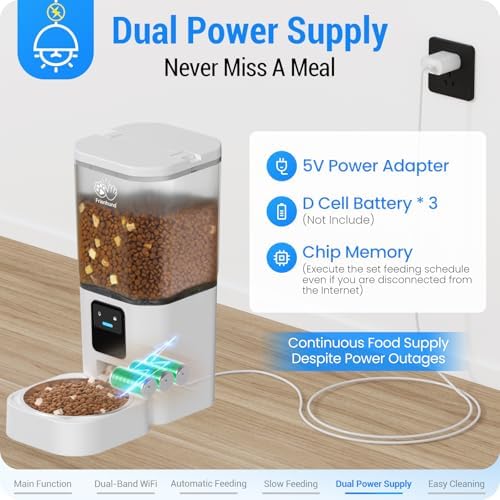 Automatic Cat Feeder with 5G WiFi: Automatic Dog Feeder with Slow Feed & Smart APP Control, 7L Timed Auto Cat Food Dispenser with Alexa for Pets, Detachable for Easy Cleaning - 29 Cups - Image 6