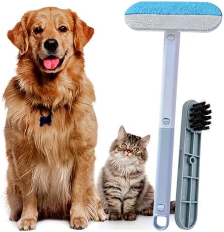Pet Hair Removal Tool, Reusable Pet Hair Remover for Furniture, Couch, Carpet & Bedding, 17.3" Handle, Wide 7.3" Head, Mini Detail Brush, Easy Clean by Okk%C3%B6bi