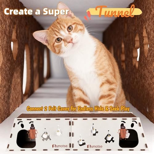 Cat Tunnel House for Indoor Cats, 3-in-1 Felt Cave and Scratcher - Image 2