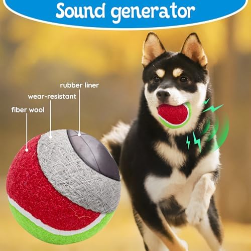 Squeaky Tennis Balls for Dogs - 12 Pack 2.5'' Durable Natural Rubber, Non-Toxic Dog Toy Balls with Mesh Bag for Outdoor Play & Training - Image 3