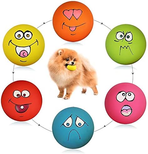 Smile Face Dog Squeaky Toys Soft Latex Squeak Balls for Puppy Small Pet Dogs 6 Pcs/Set by HDSX