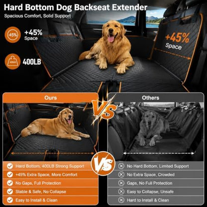 Dog Car Seat Cover for Back Seat, Waterproof Dog Hammock for Car, Non-Slip Dog Covers for Cars Backseat, Universal Pet Car Seat Cover Protector for Cars SUVs Trucks (Black Orange Edge) - Image 2
