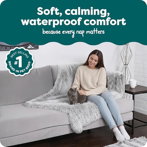 Furhaven Waterproof Throw Blanket for Dogs & Indoor Cats, Washable - Shaggy Plush Calming Long Faux Fur & Velvet Dog Blanket - Mist Gray, Large - Image 3