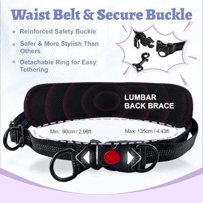 Hands Free Double Dog Leash for Two Dogs- No Tangle No Pull Dual Leash with Padded Adjustable Waist Belt & Reflective Stitching - Ideal for Running, Jogging, Hiking with Medium & Large Breeds - Image 3