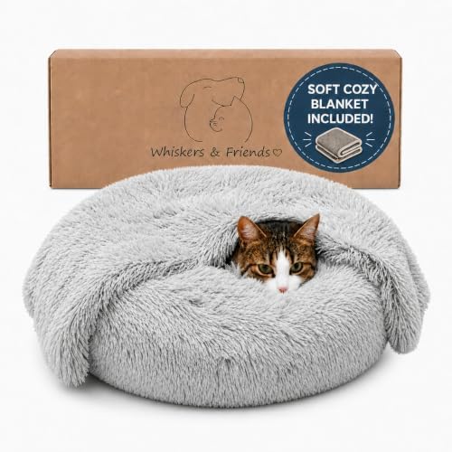 Whiskers & Friends Cat Beds for Indoor Cats & Small Dog, Fluffy Cat Bed by WhiskersFriends