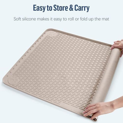 Pee Pad Holder for Dogs 34''x22'' Silicone Puppy Pee Pad Tray, Khaki - Image 6