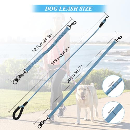 Dog Double Leashes,4-Dog Rope Bungee Four Leash - Tangle-Free Design with Padded Handle, 360° Swivel Control & Removable Feature for Walking Multiple Dogs - Image 5