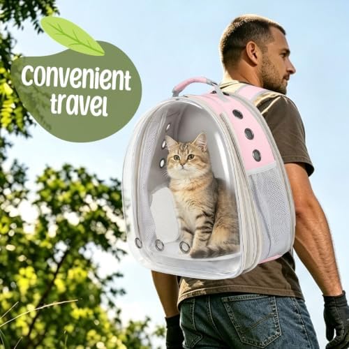 Dual Expandable Large Cat Backpack Carrier, Pink - Image 6