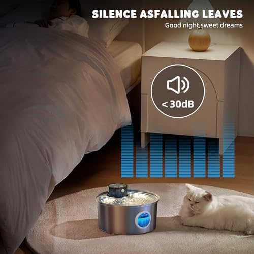 Casfuy PWL-003 Smart Motion Sensor Cordless Stainless Steel Dog & Cat Water Fountain, 108-oz - Image 5