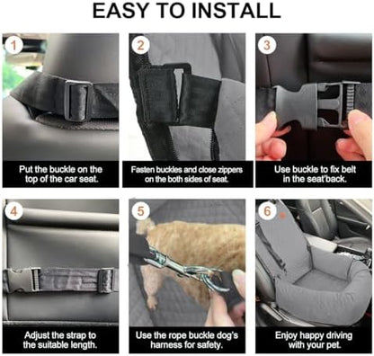 Dog Car Seat for Small Medium Dogs Pet Up to 40 lbs Gray - Image 5