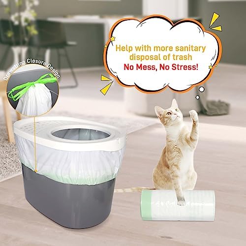 Cat Litter Box Liners Compatible with Top Entry Litter Pans Model, Heavy Duty Tear Resistant Large Litter Pan Liners 25 Count Drawstring Litter Liner Bags - Image 2