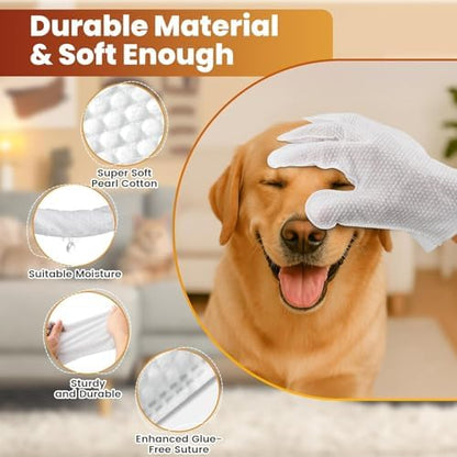 Thick Pet Glove Wipes for Dog & Cat - 6 Pack Disposable Grooming Gloves, Dog Bath Brush, Cat Shedding Glove, Pet Washing Mitt, Unscented - Image 2