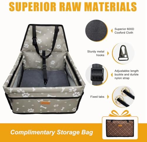 Pet Dog Booster Seat, Upgrading the Framed wall to Prevent Collapse，Breathable and Foldable Pet Car Basket，Removable andWashable pet car seat - Image 4
