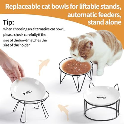 5.9 inch Ceramic Cat Bowls,Wide Shallow Dishes,Whisker-Friendly Plates,Food and Water Bowl for Indoor Cats,-10 oz,3 Pack - Image 3