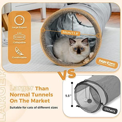 PAWZ Road Cat Tunnel 51 Inches Long Cat Toys Collapsible Tunnel 12”Diameter - Image 4