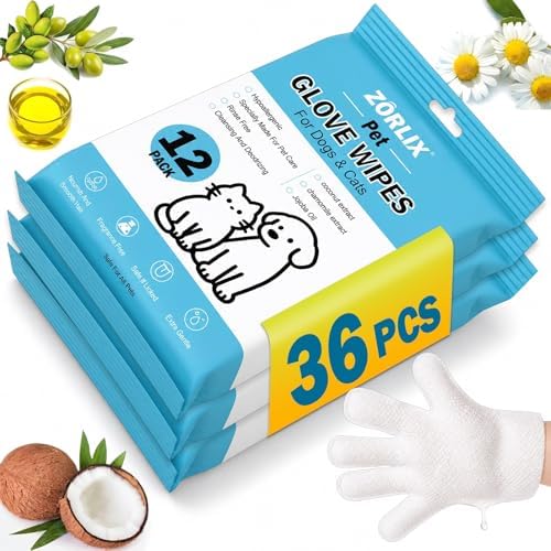 36Pcs Hypoallergenic Pet Glove Wipes for Dogs & Cats by Unknown
