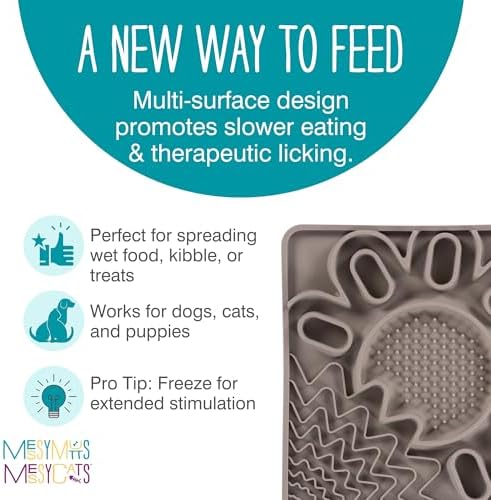 Messy Mutts Framed Multi-Surface Lick Mat, 9.5 Inch, Dogs Cats, Grey - Image 2