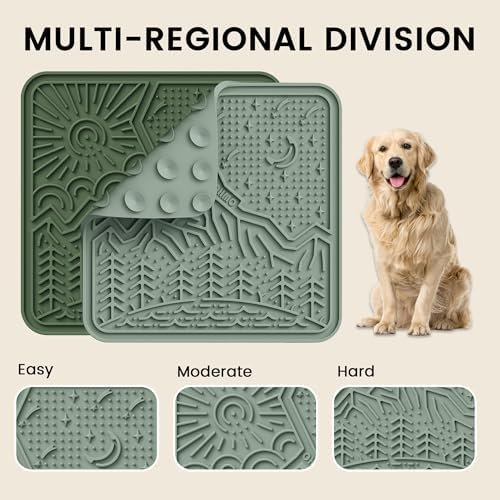 OHMO Lick Mat for Dogs and Cats Large(2 Pack) Nature Design Easy to Clean Pet Slow Feeder with Suction Cups, for Anxiety Relief and Boredom Reduction(Olive+Sage Green) - Image 4