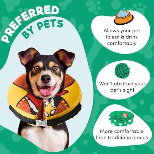 BENCMATE Inflatable Dog Cone Collar Alternative, Soft Dog Cone for Small Medium Large Dogs and Cats, Neck Recovery ECollar Donut Collar After Surgery (Large, Cowboy) - Image 3