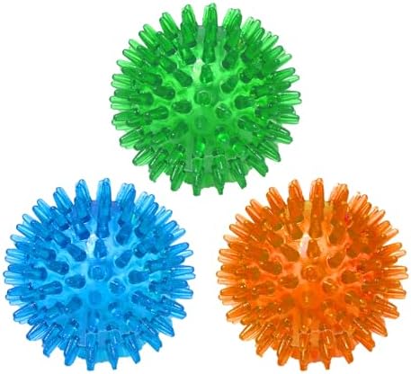 Jalousie Dog Squeaky Toys Value Set Non-Toxic Squeaky Balls Toss Fetch TPR Rubber Puppy Toys Spikey Dog Chew Toy for Small Medium Breed Pet Toys for Puppy (3 Pack Spiky Balls) - Image 3