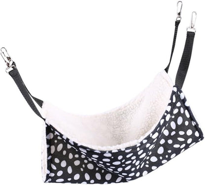 COHEALI Double-Sided Hanging Cat Hammock Breathable Pet Bed 27x27cm Compact Black and White Dots Suitable for Indoor Cats Winter Warm Den