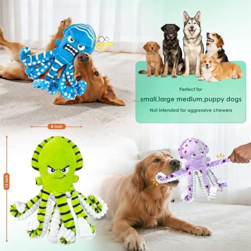 Fuufome Octopus Dog Toys with No Stuffing for Small, Medium & Large, 3 Pack - Image 4