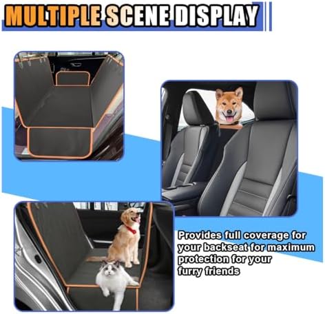 smilfuy Pets Dog Car Seat Cover for Back Seat, Waterproof Scratchproof Car Seat Protector with Side Flaps, 600D Soft Nonslip Dog Hammock, Dog Backseat Cover Universal for Car Truck SUV, Orange - Image 4