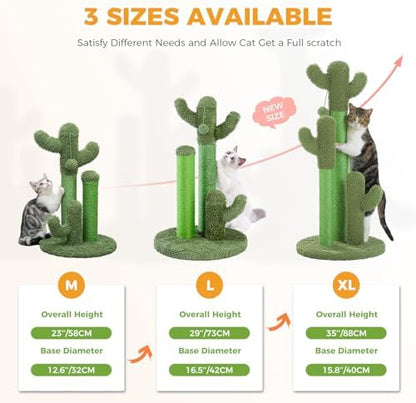 PAWZ Road Cat Scratching Post 23” Cactus Cat Scratcher with Toy Ball - Image 2