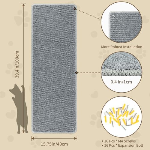 FHTONGE 39.4x15.8" Thickened Cat Wall Climbing Carpet with 16 Fixed Nails - Image 5