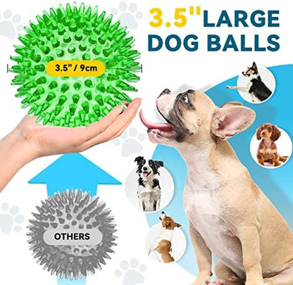 SHARLOVY 3.5” Large Dog Toys Ball, 6 Pack Squeaky Toys, Durable Spiky Ball - Image 2