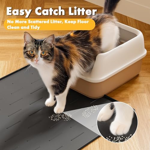Pieviev Silicone Cat Litter Mat, Traps Litter & Easy to Clean, 34'' x 22'' - Image 2