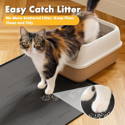 Pieviev Silicone Cat Litter Mat, Traps Litter & Easy to Clean, 34'' x 22'' - Image 2
