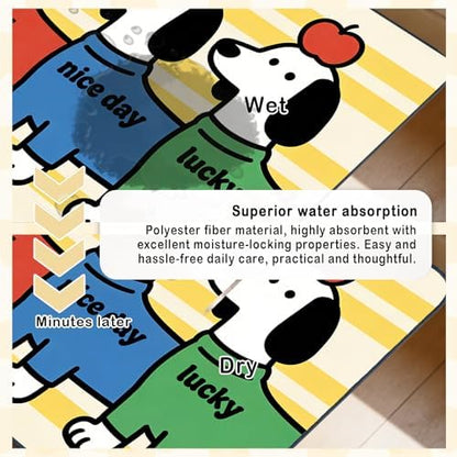 Nuxovilar Cheerful Pup Pet Food Mat Polyester 23.62x17.71 Inches - Image 3