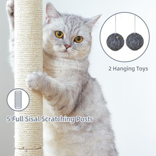 Cat Tree Tower Scratching Post for Indoor Large Adult Cats with Perch Bed - Image 3
