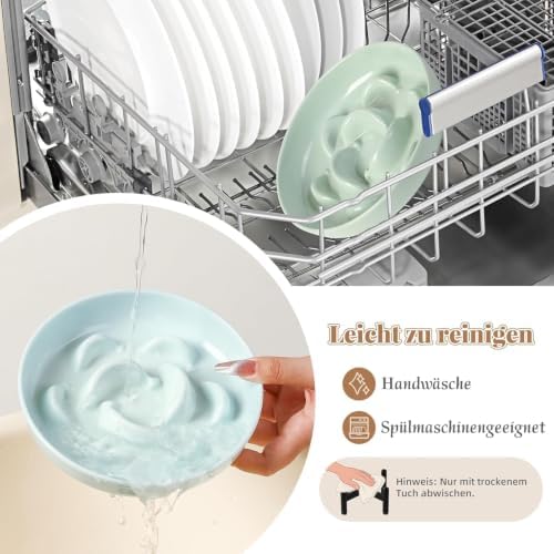 Elevated Slow Feeder Cat Bowl - Melamine Cat Food Plate with Anti-Slip Metal Stand - Raised Maze Dish for Slow Eating - Ivory White - Image 5