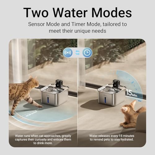 DownyPaws Cat Water Fountain Stainless Steel Wireless, Metal & 6 Filters - Image 4