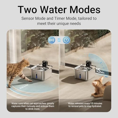 DownyPaws Cat Water Fountain Stainless Steel Wireless, Metal & 6 Filters - Image 4