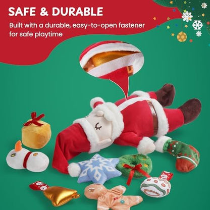 Nocciola Hide and Seek Christmas Santa Dog Toys: 9 Packs Vacation Gifts Funny Plush Stuffed Squeaky Crinkle Durable Chew Toys for Small Medium Large Breed, Dog Stocking Stuffers - Image 5