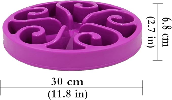 Dog Bowl Slow Pet Feeders Non Skid Bowl Dog Water Bowl Dry Food Bowl Slow Feeder Fun Bowl Slow Eating Bowl for Small Dog Large Dog Medium (Purple, L)