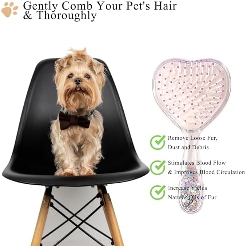 Soft Dog Grooming Brush, Pet Massage Hair Brush - Glitter Purple - Image 3