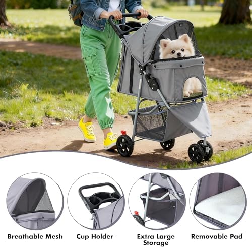 DUMOS 3 Wheels Pet Stroller for Small Dogs and Cats - Image 2