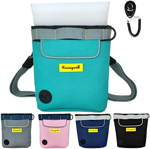 Raisingwell Dog Treat Pouch for Pet Walking and Training with Clicker 2 Cup Silicone Bag Small Fanny Pack Holder for Puppy Snack Dispenser Kit for Leash and Outdoor Use (Green) by Raisingwell
