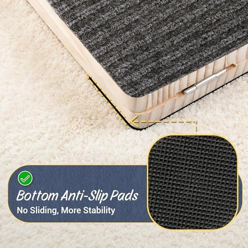 Dog Ramp for Stairs 4 Pack, Adjustable Wooden Stair Wedges for Small Dogs, Foldable Indoor Dog Stair Ramp with Triangular Support and Non-Slip Pads for Senior and Short-Legged Pets - Image 3