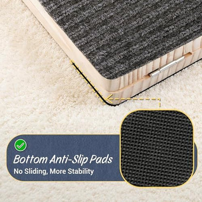 Dog Ramp for Stairs 4 Pack, Adjustable Wooden Stair Wedges for Small Dogs, Foldable Indoor Dog Stair Ramp with Triangular Support and Non-Slip Pads for Senior and Short-Legged Pets - Image 3