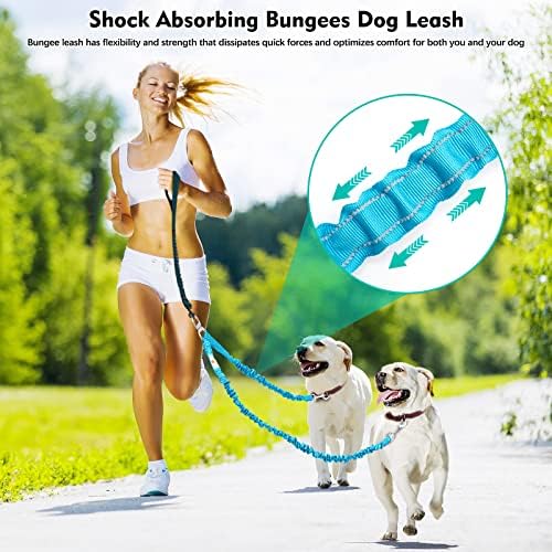 Tangle Free BungeeX2 Double Dog Leash Coupler, 360° Swivel No Tangle Dual Dog Walking & Training Leash|0-30lbs|, Comfortable Shock Absorbing Reflective Lead by Walk 2 Dogs with Ease - Image 2