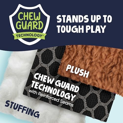 goDog Dinos Bruto Checkers Tough Plush Toy with Chew Guard Technology, Durable Checkered Fabric & Squeaker for Active Play, Purple, Large - Image 4