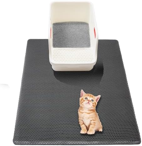 Large Cat Litter Box Mat,35"X 25" Litter Trapping Mat for indoor Cat, Litter box Mat for Floor, 2 Layer Litterbox Catcher Rug for Kitty Pet,Waterproof Urine Proof, Clean Easily, Non-Slip by USHARP
